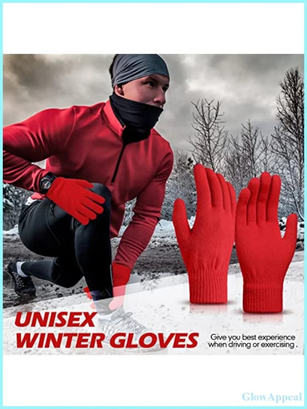 4 Pairs Stretchy Knit Winter Gloves with Full Finger & Ribbed Cuffs